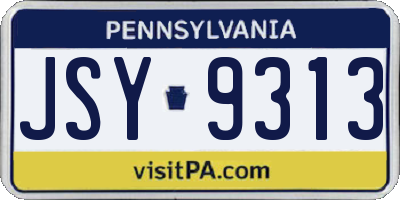 PA license plate JSY9313