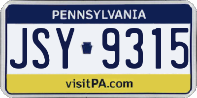PA license plate JSY9315
