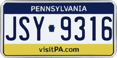 PA license plate JSY9316