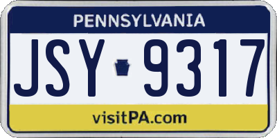 PA license plate JSY9317