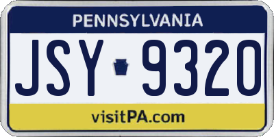 PA license plate JSY9320