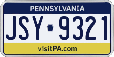 PA license plate JSY9321