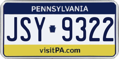 PA license plate JSY9322