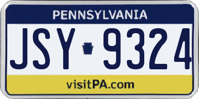 PA license plate JSY9324