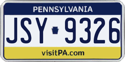 PA license plate JSY9326
