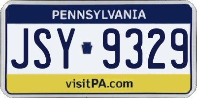 PA license plate JSY9329