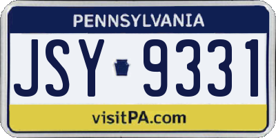 PA license plate JSY9331