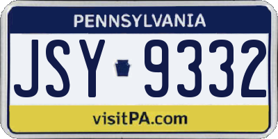 PA license plate JSY9332