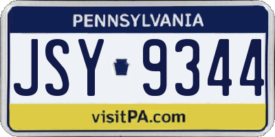 PA license plate JSY9344