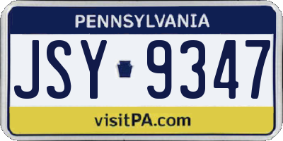 PA license plate JSY9347
