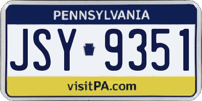 PA license plate JSY9351
