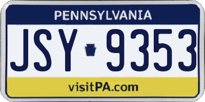 PA license plate JSY9353