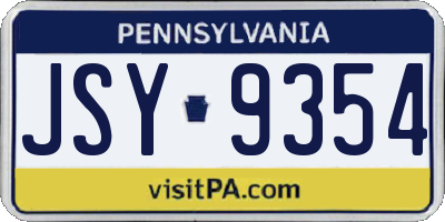 PA license plate JSY9354