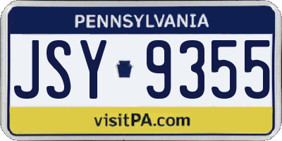 PA license plate JSY9355