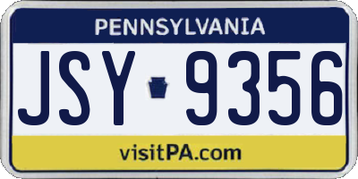 PA license plate JSY9356