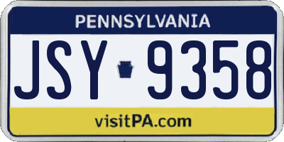 PA license plate JSY9358