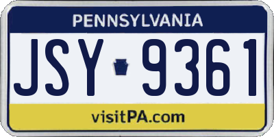 PA license plate JSY9361