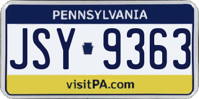 PA license plate JSY9363