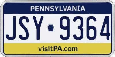 PA license plate JSY9364
