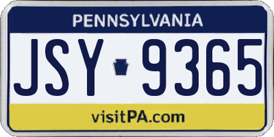 PA license plate JSY9365