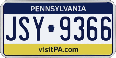 PA license plate JSY9366
