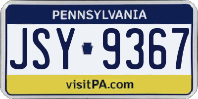 PA license plate JSY9367
