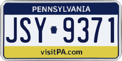 PA license plate JSY9371