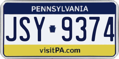 PA license plate JSY9374