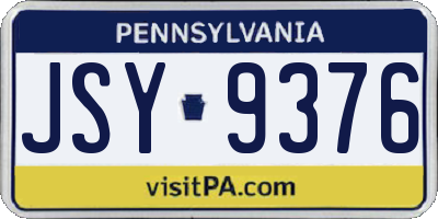 PA license plate JSY9376