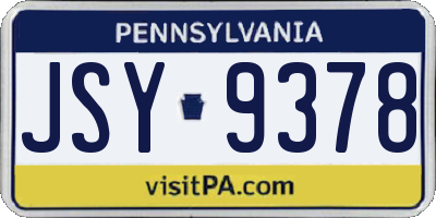 PA license plate JSY9378