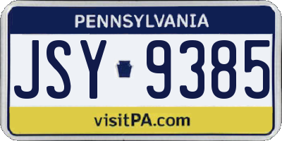 PA license plate JSY9385