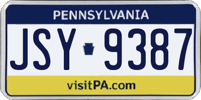 PA license plate JSY9387