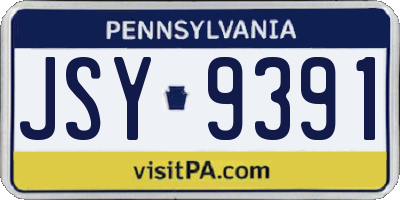 PA license plate JSY9391