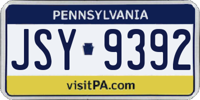 PA license plate JSY9392