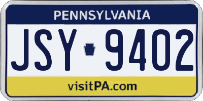 PA license plate JSY9402