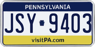 PA license plate JSY9403