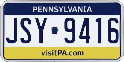 PA license plate JSY9416