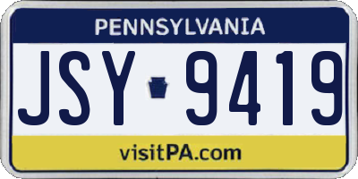 PA license plate JSY9419
