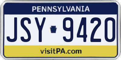 PA license plate JSY9420