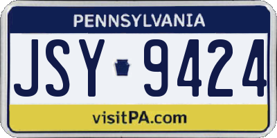 PA license plate JSY9424