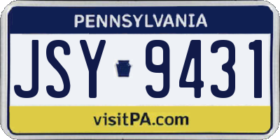 PA license plate JSY9431
