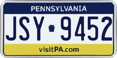 PA license plate JSY9452