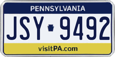 PA license plate JSY9492
