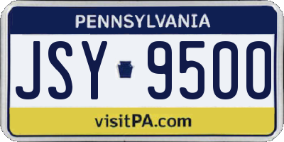 PA license plate JSY9500