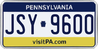 PA license plate JSY9600