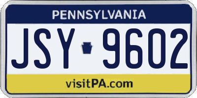 PA license plate JSY9602