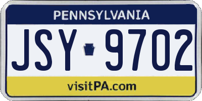 PA license plate JSY9702