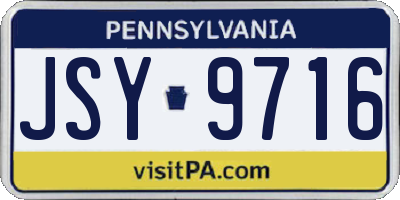 PA license plate JSY9716