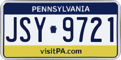 PA license plate JSY9721
