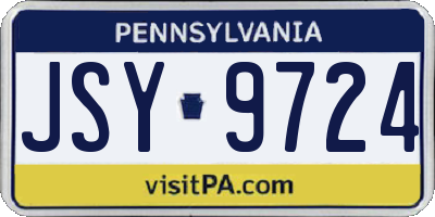 PA license plate JSY9724